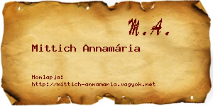 Mittich Annamária névjegykártya